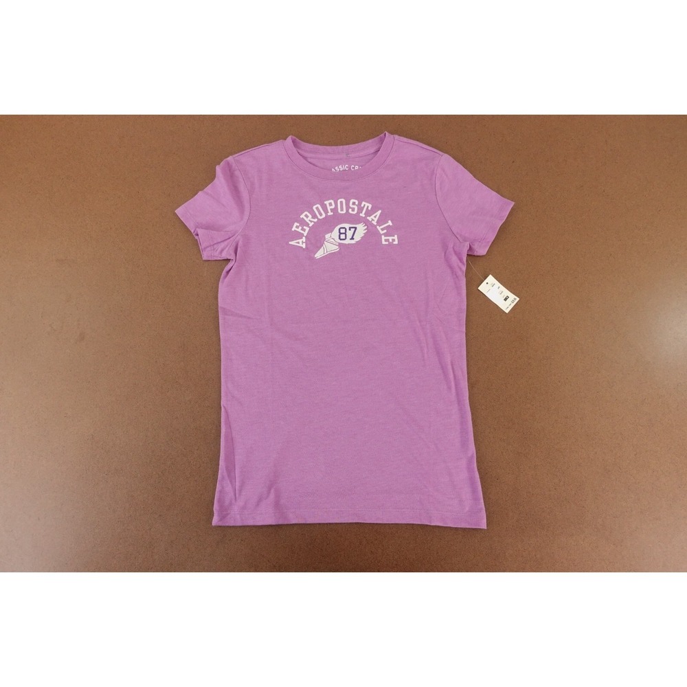 Aeropostale Women's Small Purple Short Sleeve 87 Winged Foot Graphic Tee NWT